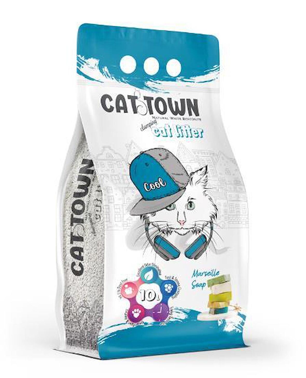 Cat Town Marsilya Sabun Kokulu Bentonit İnce Taneli Kedi Kumu 10 Lt