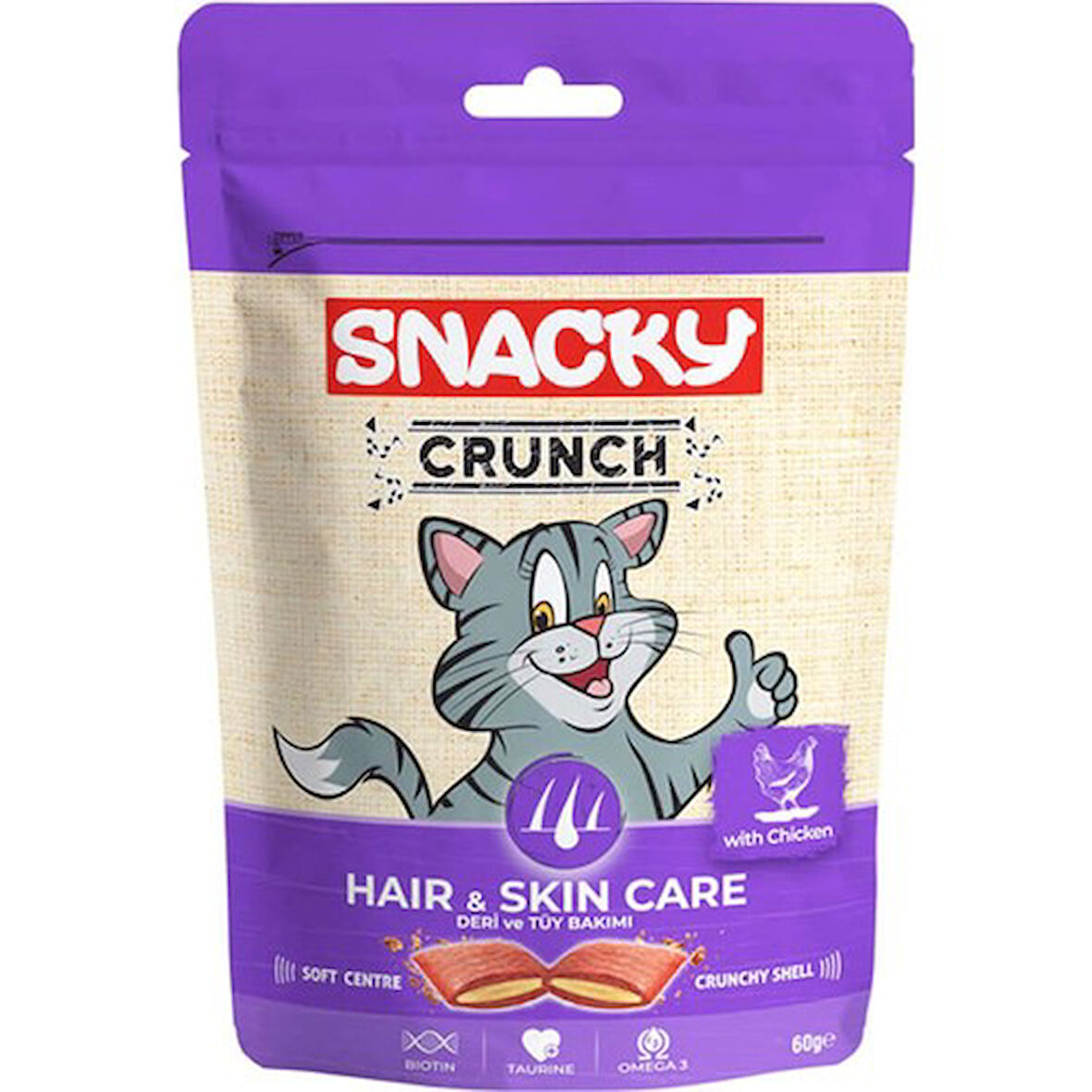 Snacky Kedi Crunch Ödül Hair-Skin Tavuklu 1 Paket