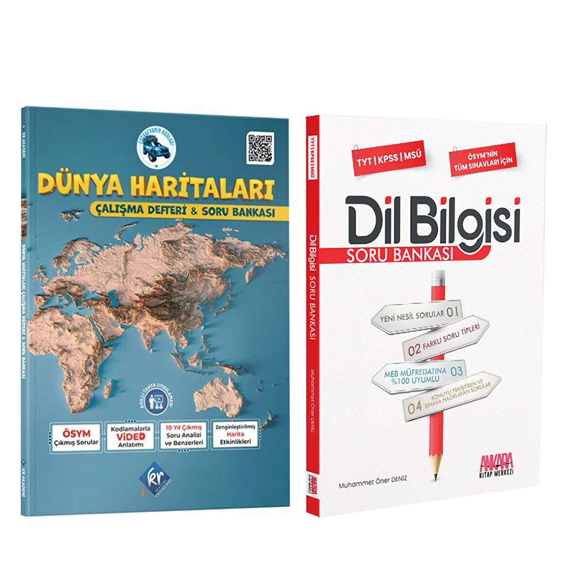 KR Coğrafyanın Kodları Dünya Haritaları Çalışma Defteri ve AKM Dil Bilgisi Soru Bankası Seti 2 Kitap