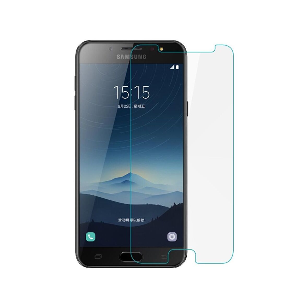 Samsung Galaxy C8 Uyumlu Ekran Koruyucu Screen Protector Tempered Glass Kristal Netliğinde %100 HD Görüntü, Yüksek Kalite Temperli Kırılmaz Cam