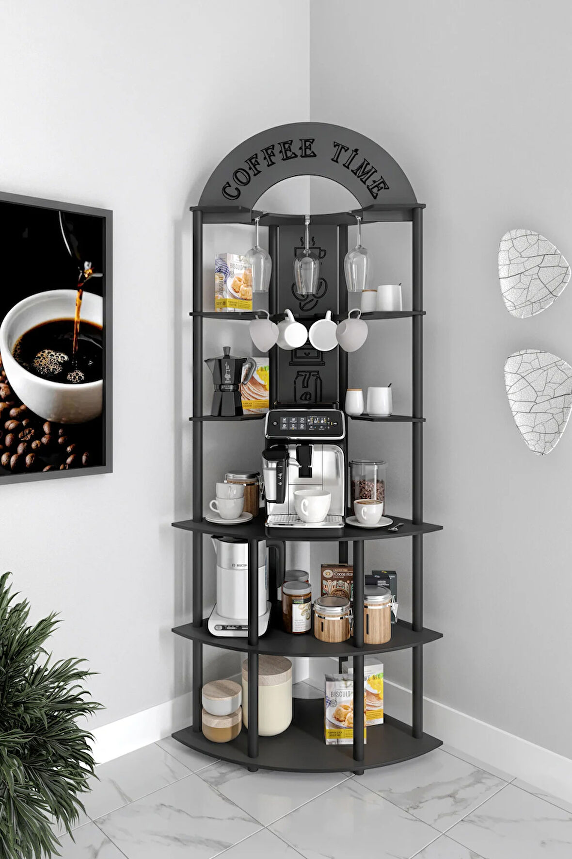 RİSTRETTO KAHVE KÖŞESİ RAFI SİYAH