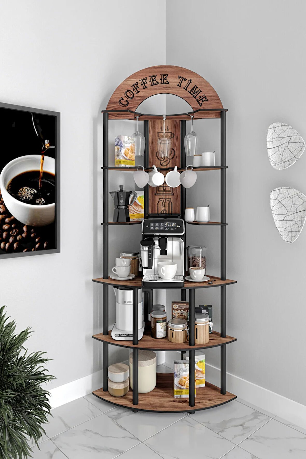 RİSTRETTO KAHVE KÖŞESİ RAFI CEVİZ