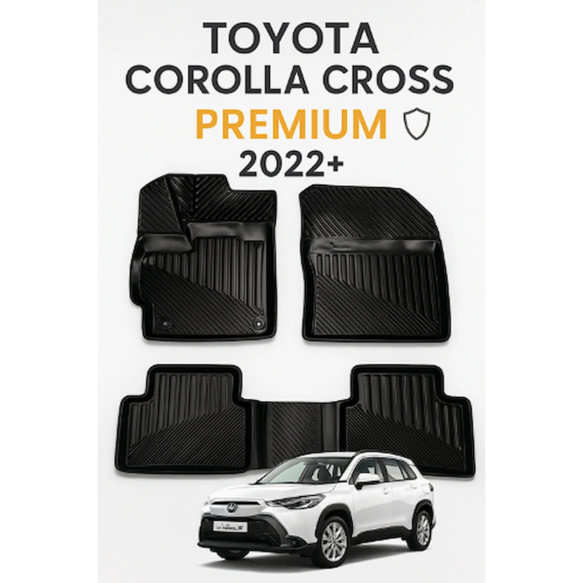 Toyota Corolla Cross 2022 Sonrası Uyumlu 3D Kauçuk Oto Paspas – Premium Seri