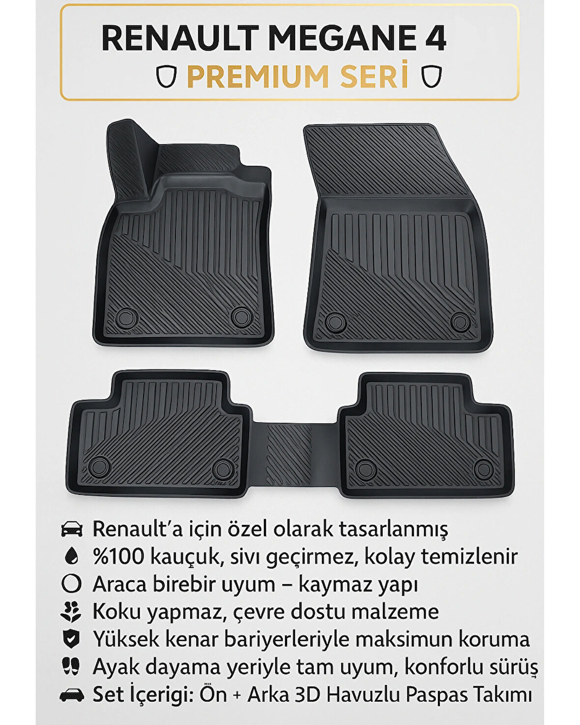Megane 4 Premium 3D Oto Paspas | Araca Özel Tam Uyumlu