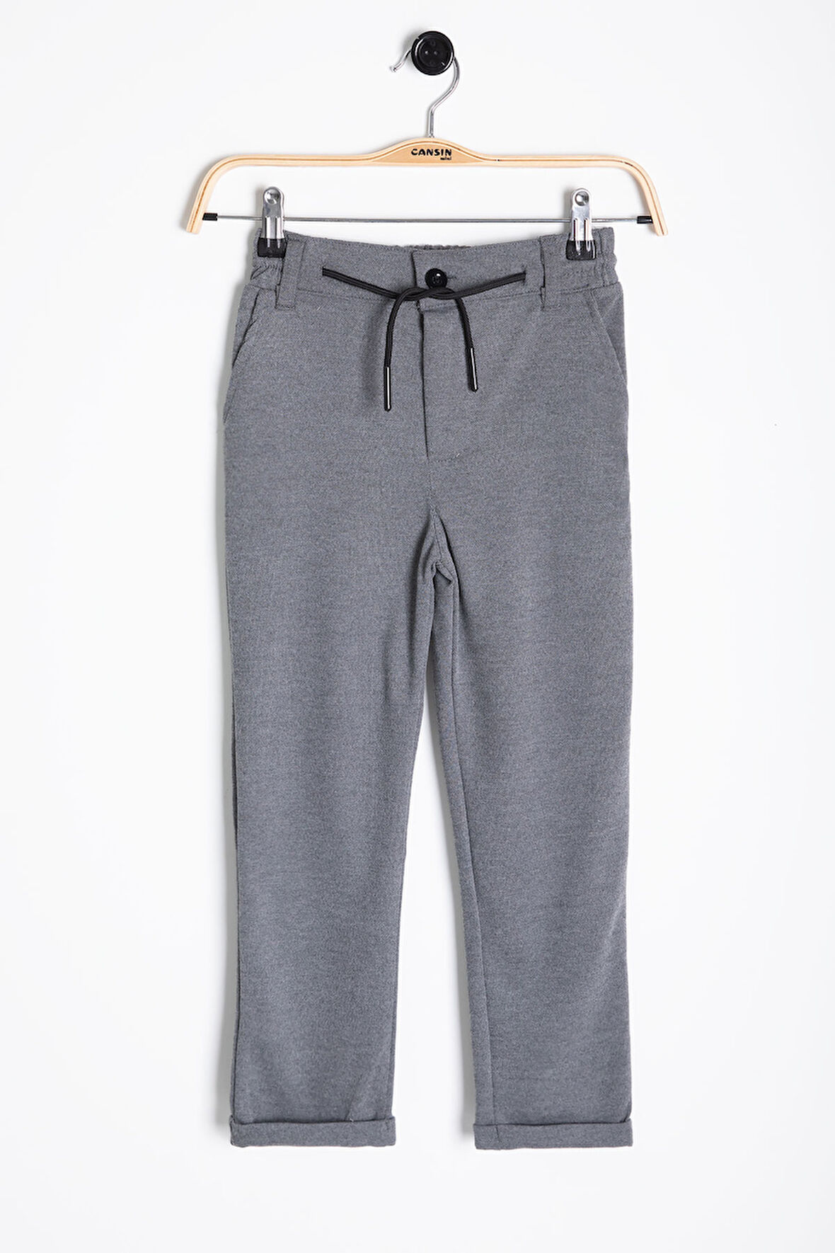 Füme Beli  Bağcıklı Duble Paça Erkek Çocuk Jogger Kumaş Pantolon 20745