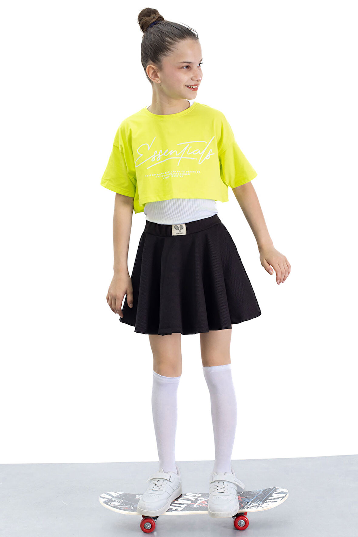 Siyah Beli Lastikli Fitilli Kız Çocuk Tenis Eteği 21044