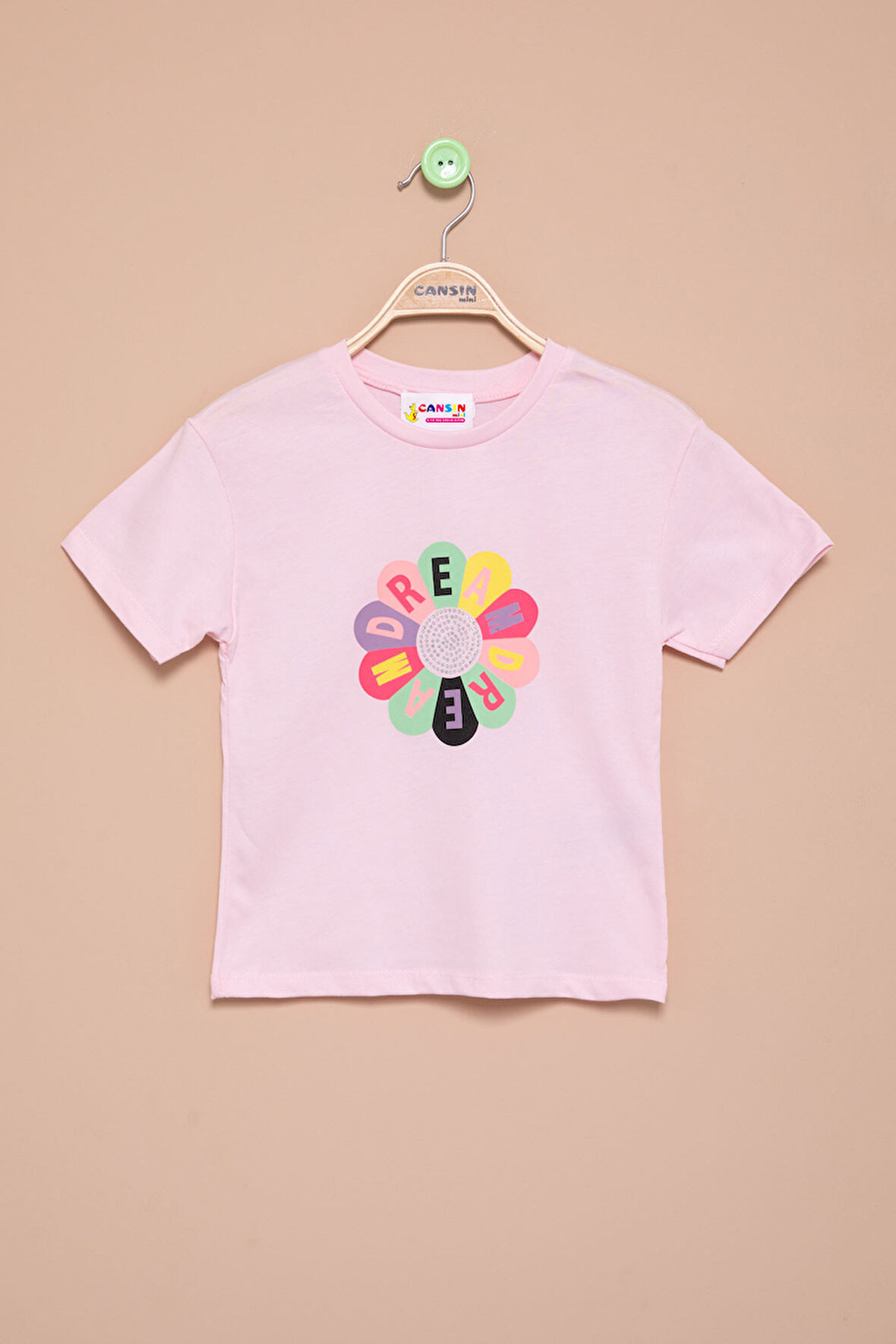 Pembe Dream Baskılı Payetli Kız Çocuk Kısa Kol Tişört 21002