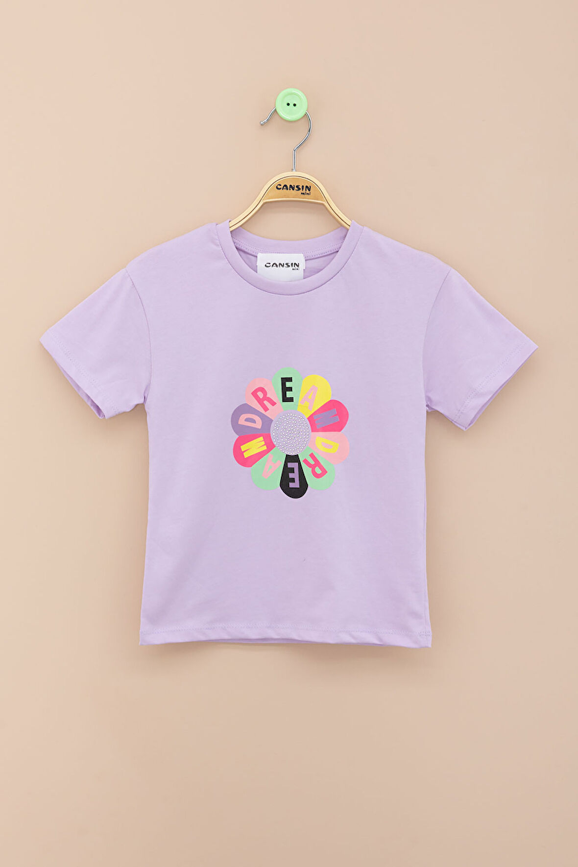 Lila Dream Baskılı Payetli Kız Çocuk Kısa Kol Tişört 21001