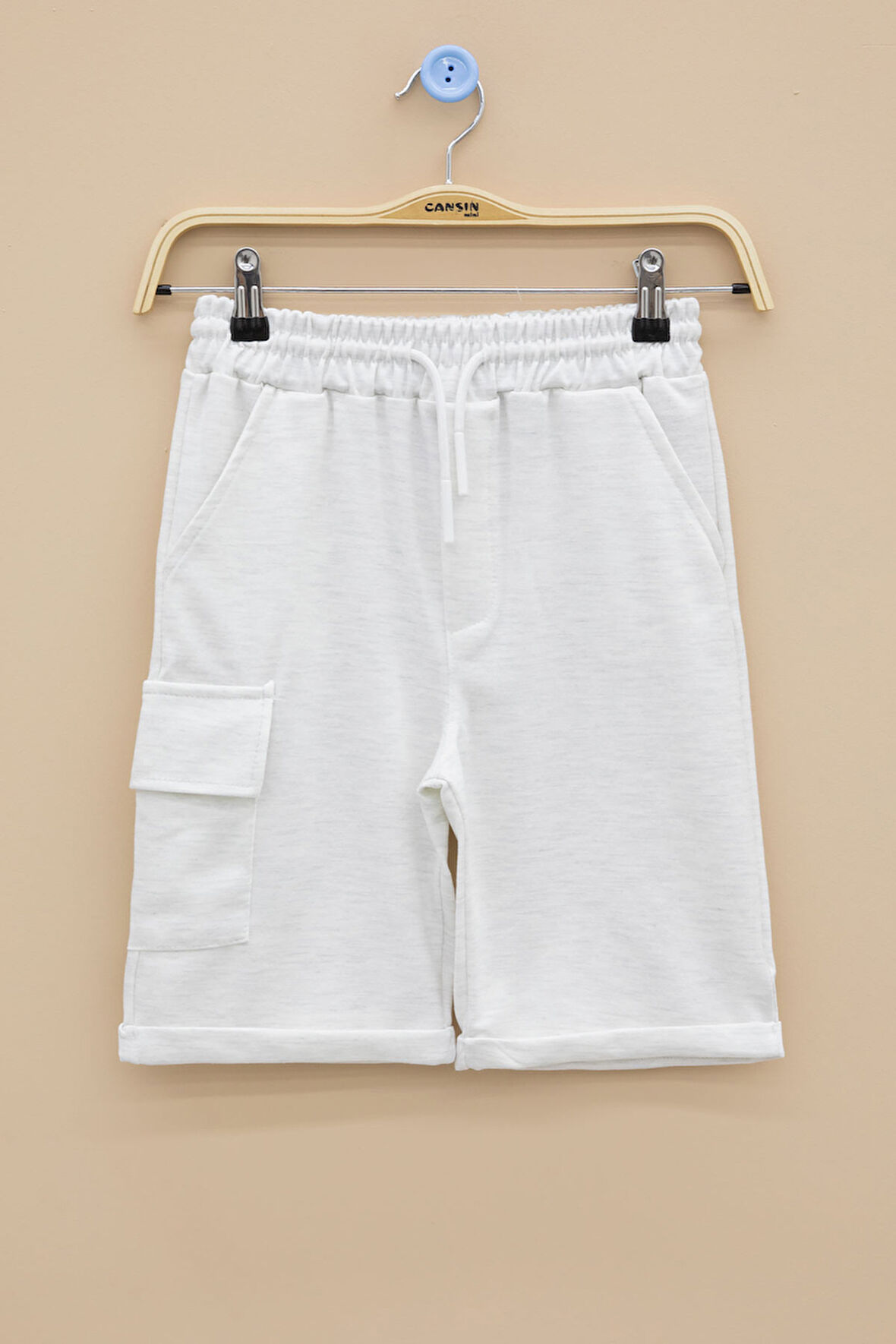 Açık Gri Tek Kargo Cepli Erkek Çocuk Düz Şort 21119