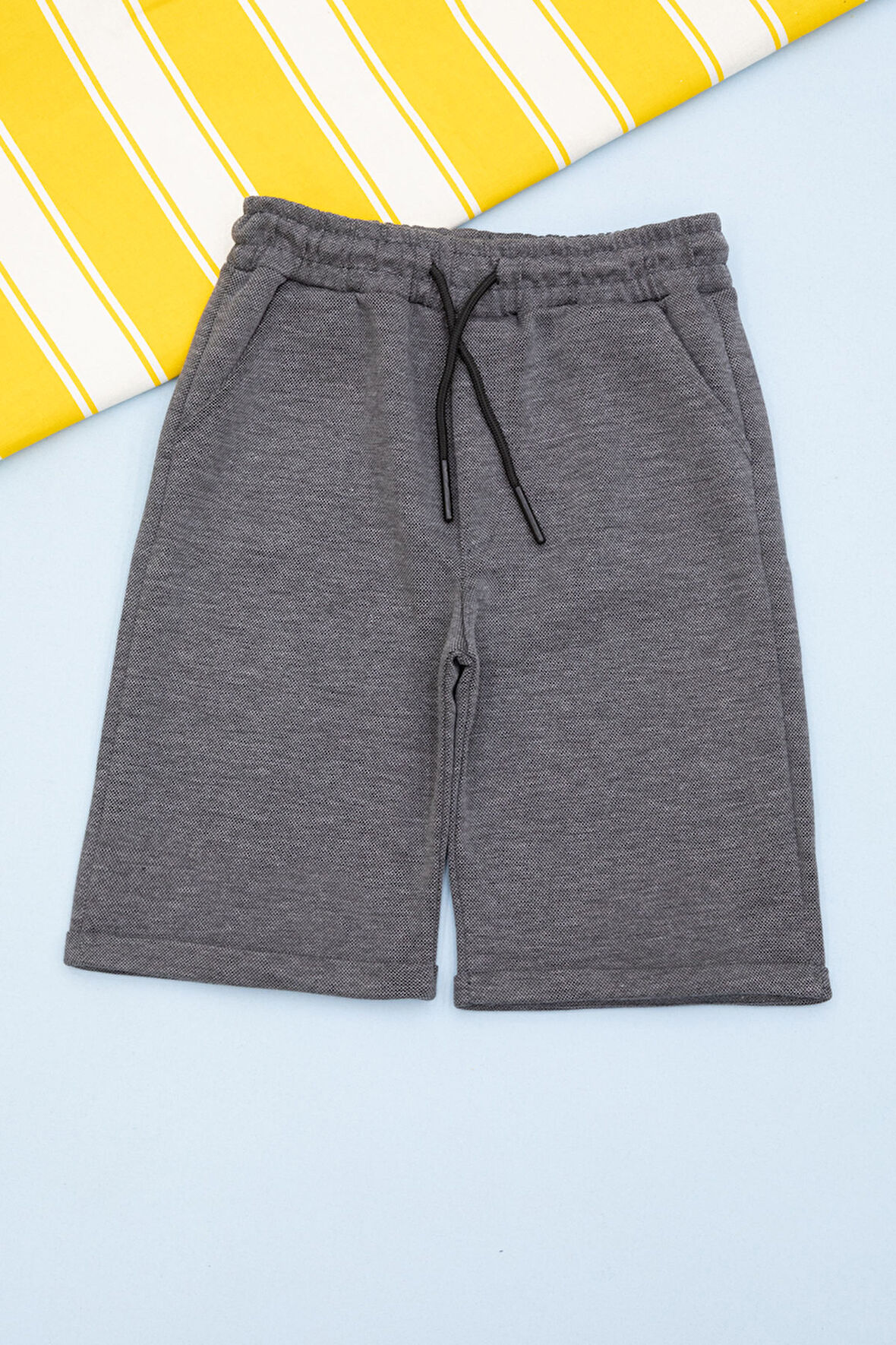 Antrasit Beli Lastikli Jogger Kumaş Basic Erkek Çocuk Şort 21158