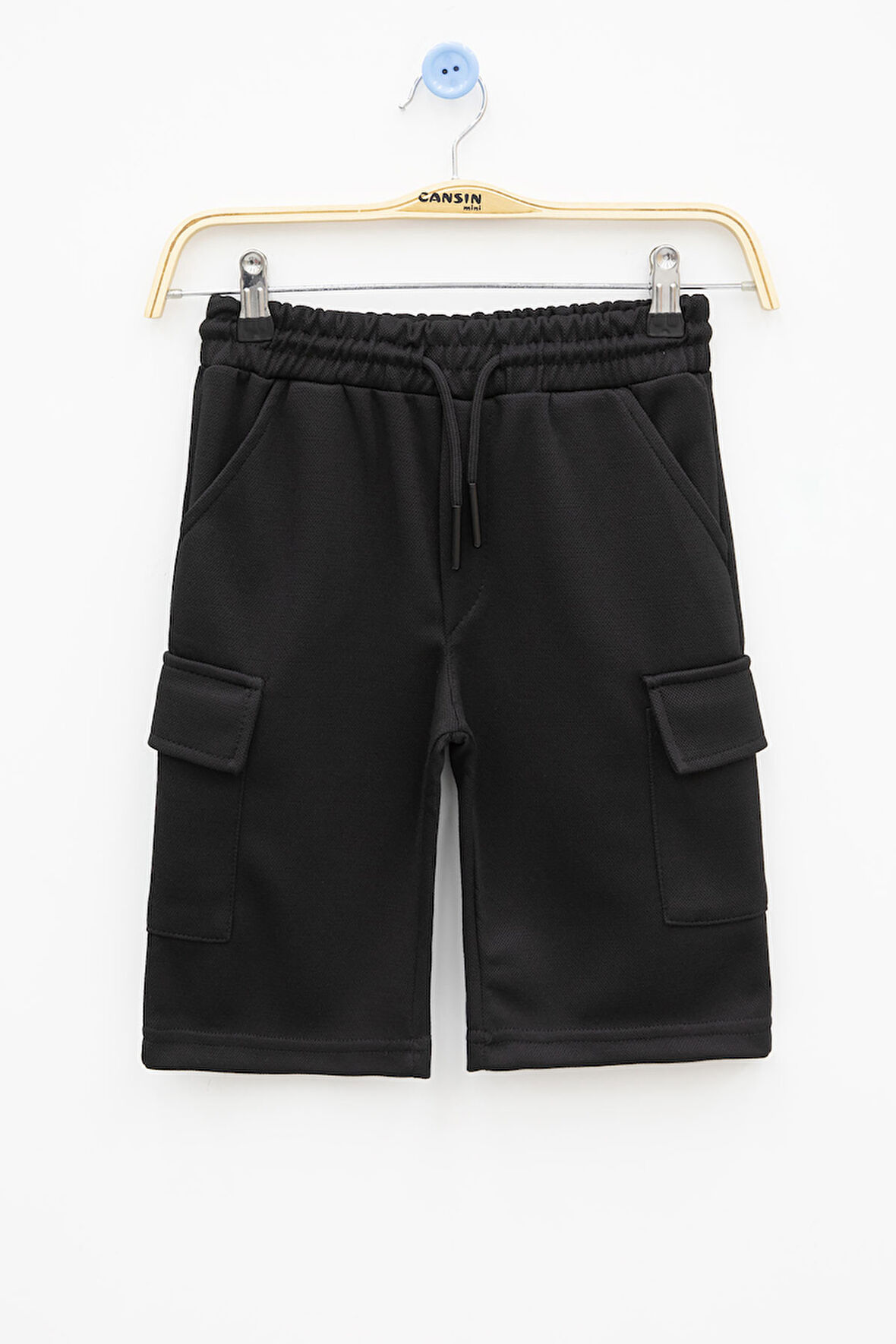 Siyah Beli Lastikli Çift Kargo Cepli Erkek Çocuk Şort 21175