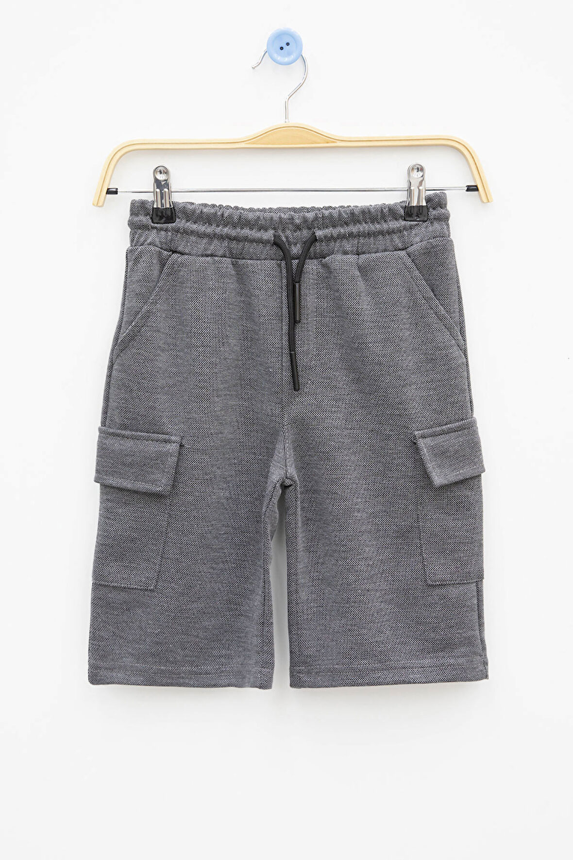 Füme Beli Lastikli Çift Kargo Cepli Erkek Çocuk Şort 21176