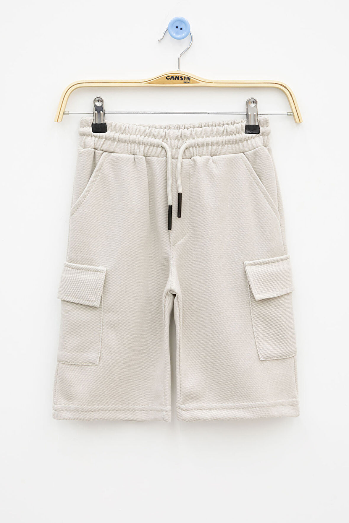 Krem Beli Lastikli Çift Kargo Cepli Erkek Çocuk Şort 21178
