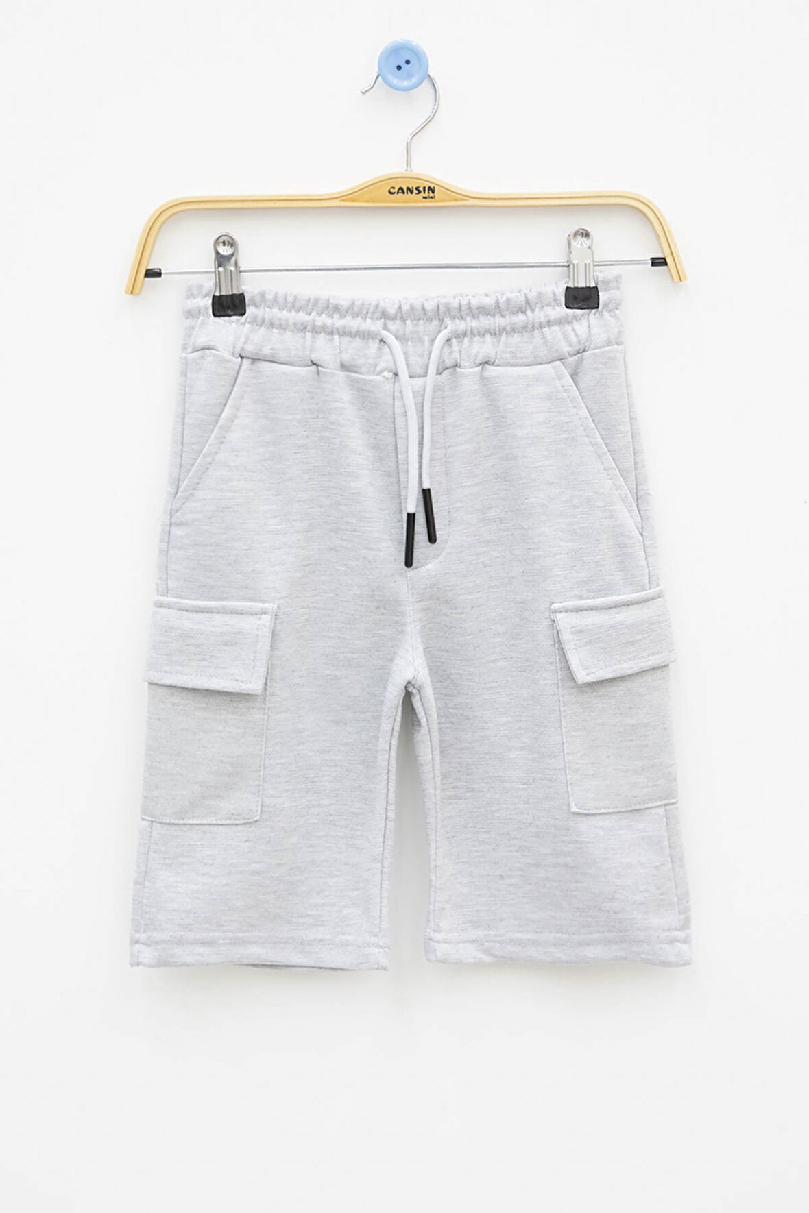 Gri Beli Lastikli Çift Kargo Cepli Erkek Çocuk Şort 21180