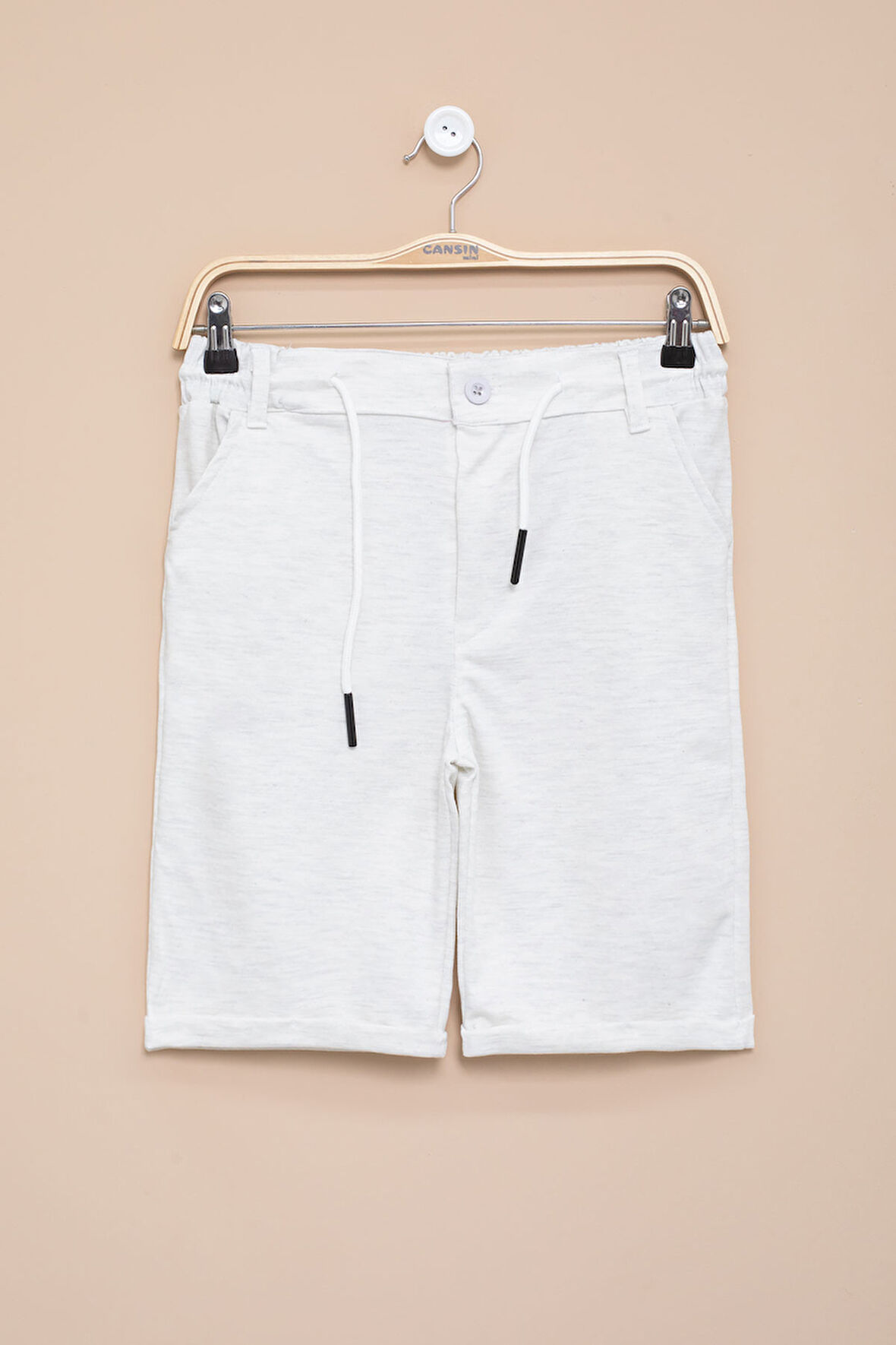 Açık Gri Erkek Çocuk Beli Lastikli Basic Şort 21189