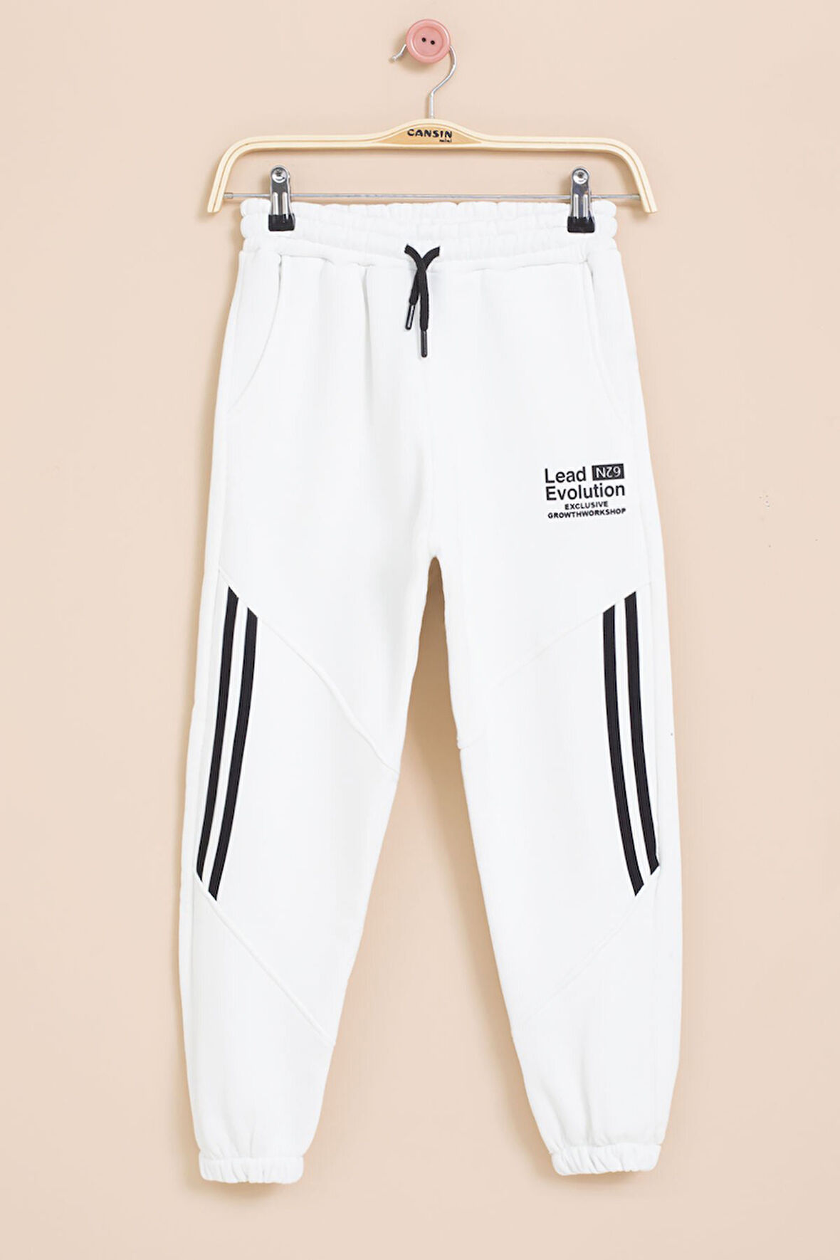 Beyaz Şerit Detaylı Yazı Baskılı Beli Lastikli Erkek Çocuk Eşofman Altı 21454