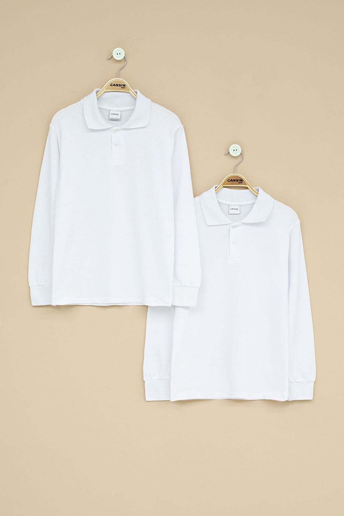 Kız Çocuk Polo Yaka Uzun Kollu 2'li Okul Tişörtü 22715