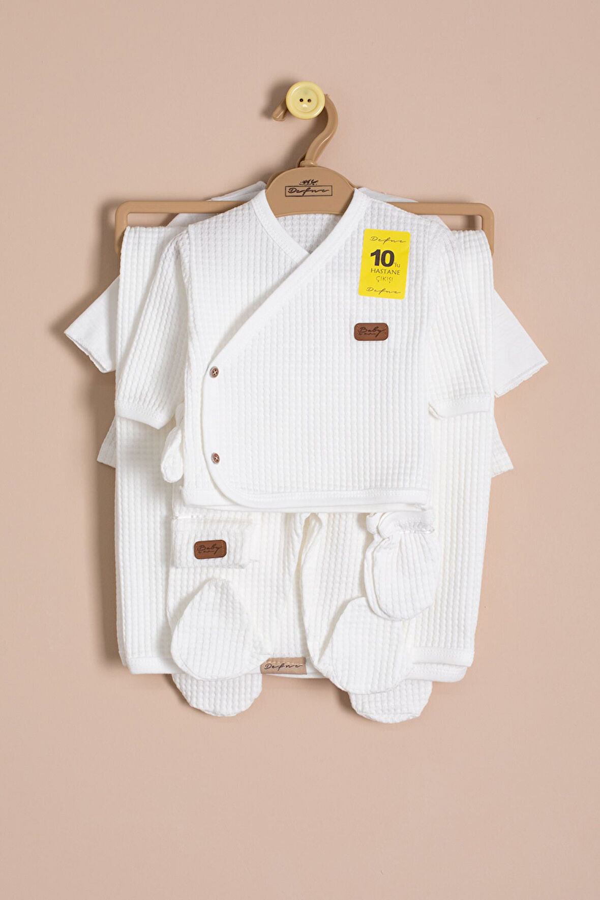 Ekru Petekli 10'lu Bebek Hastane Çıkışı Seti Unisex 23329