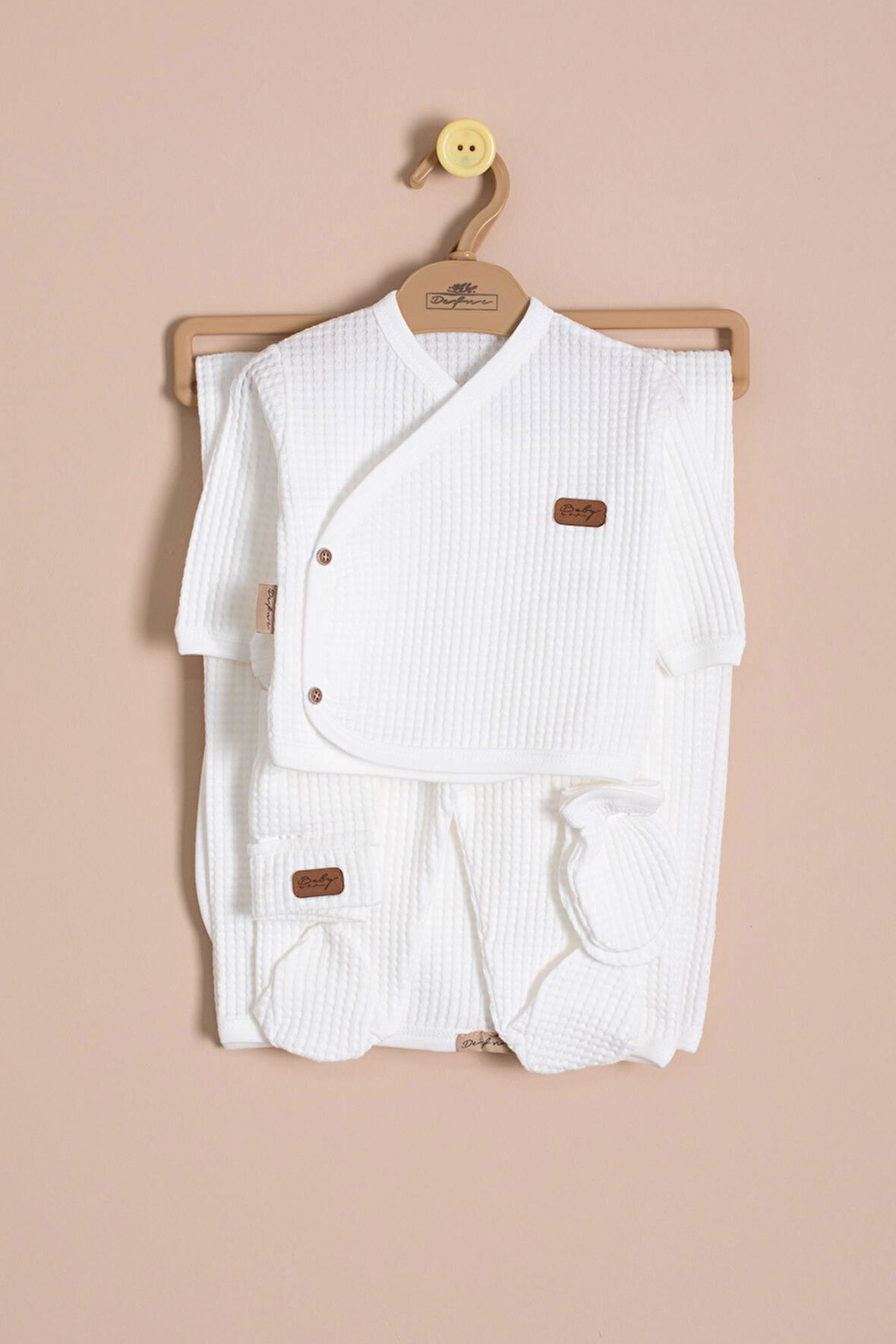 Ekru Petekli  7'li Bebek Hastane Çıkışı Seti Unisex 23334