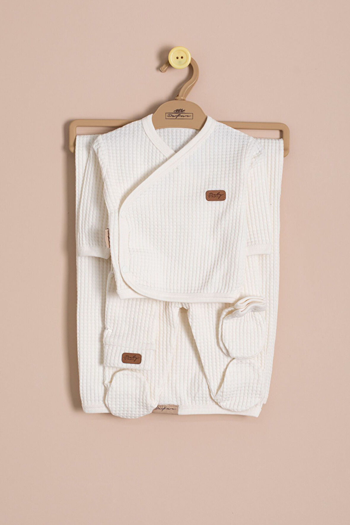 Bej Petekli  7'li  Bebek Hastane Çıkışı Seti Unisex 23335