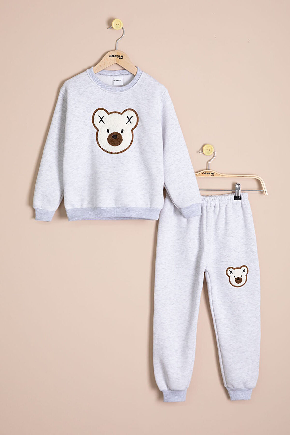 Gri Ayıcık Nakışlı Şardonlu Erkek Çocuk Takım 23337