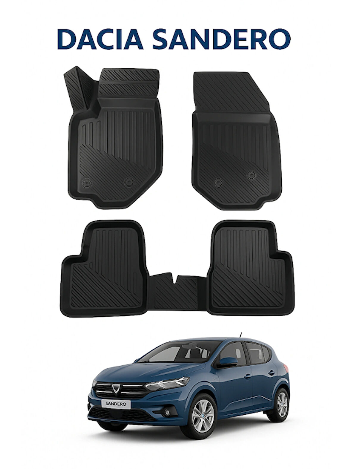 Dacia Sandero Stepway 2021+ Comfort / Essential Paket 3D Havuzlu Oto Paspas (Bardaksız)