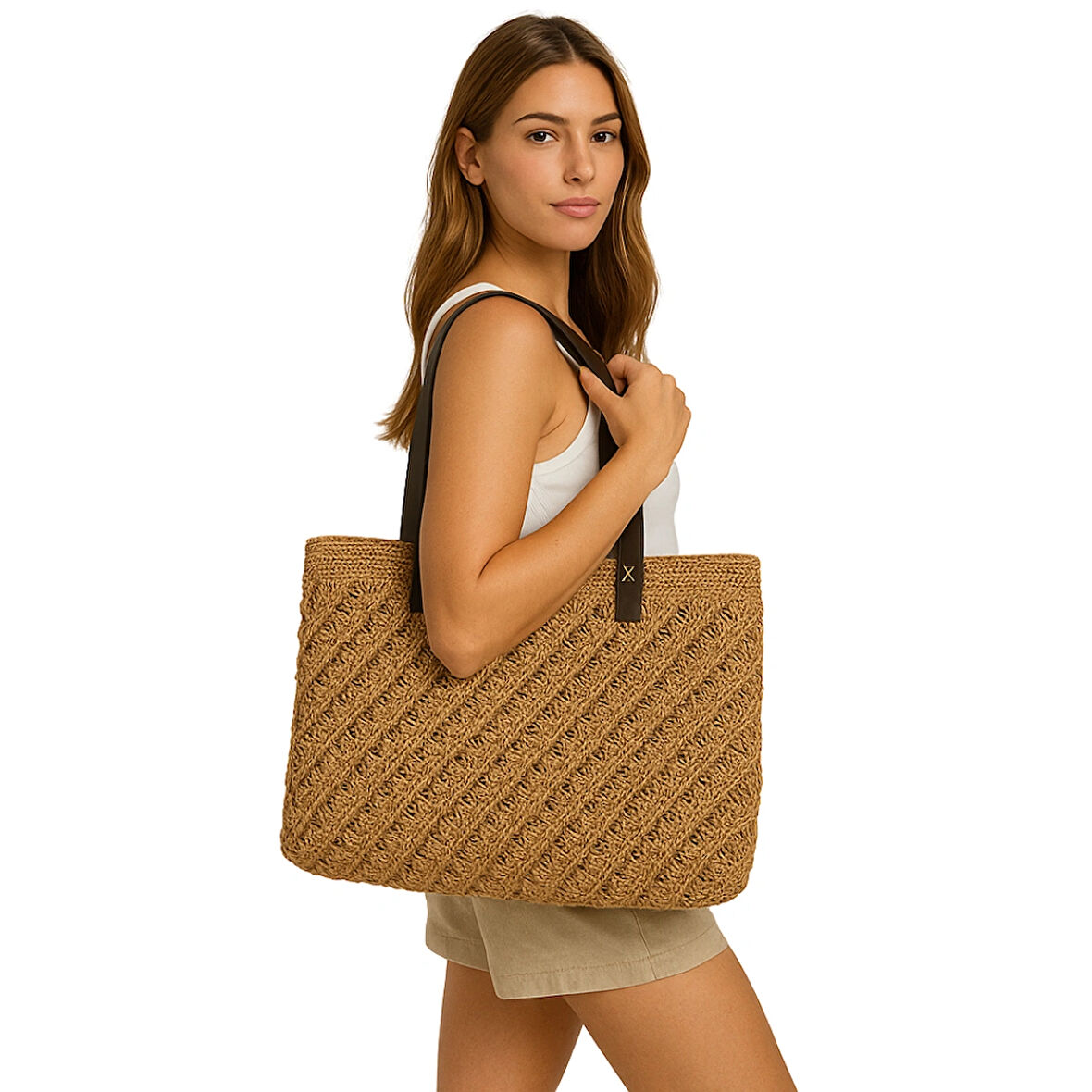 Büyük Boy Hasır Örgü Plaj Çantası