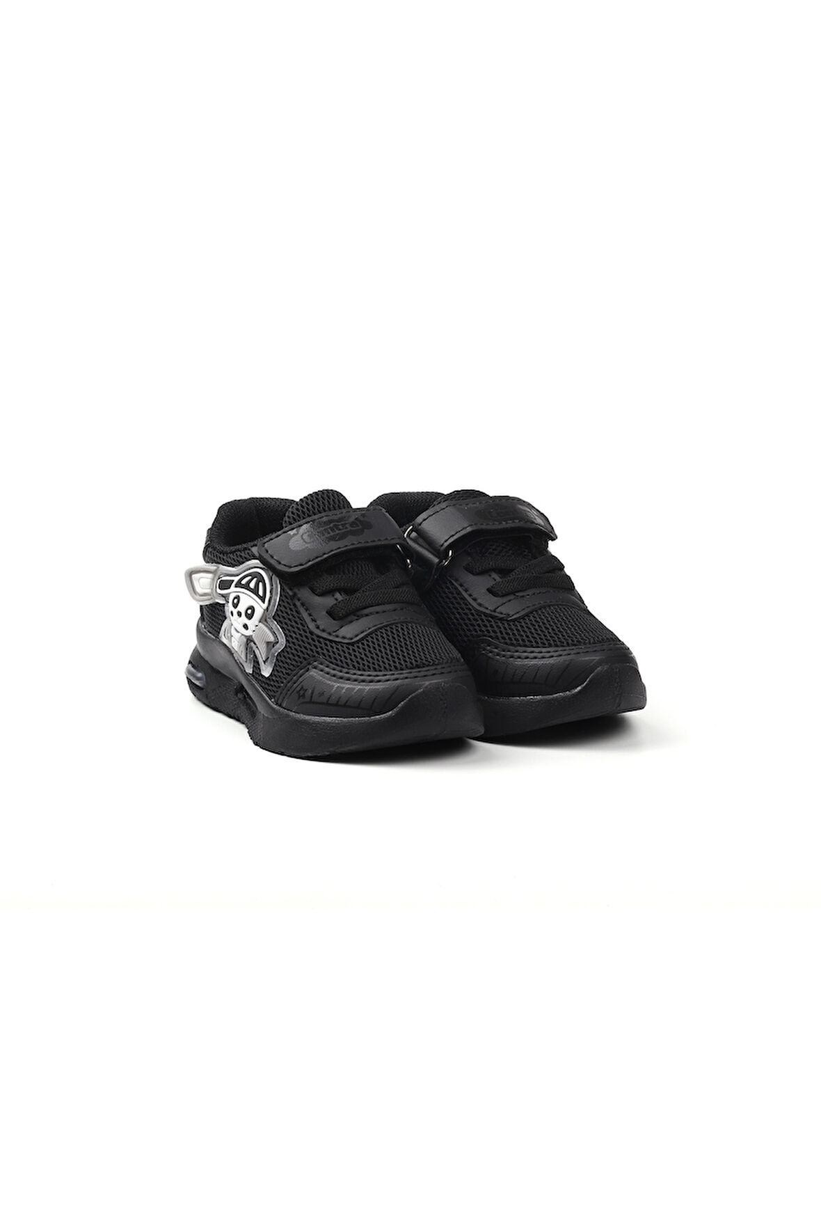 Unisex Bebe Siyah Figürlü Işıklı Cırtlı Sneaker Günlük Spor Ayakkabı