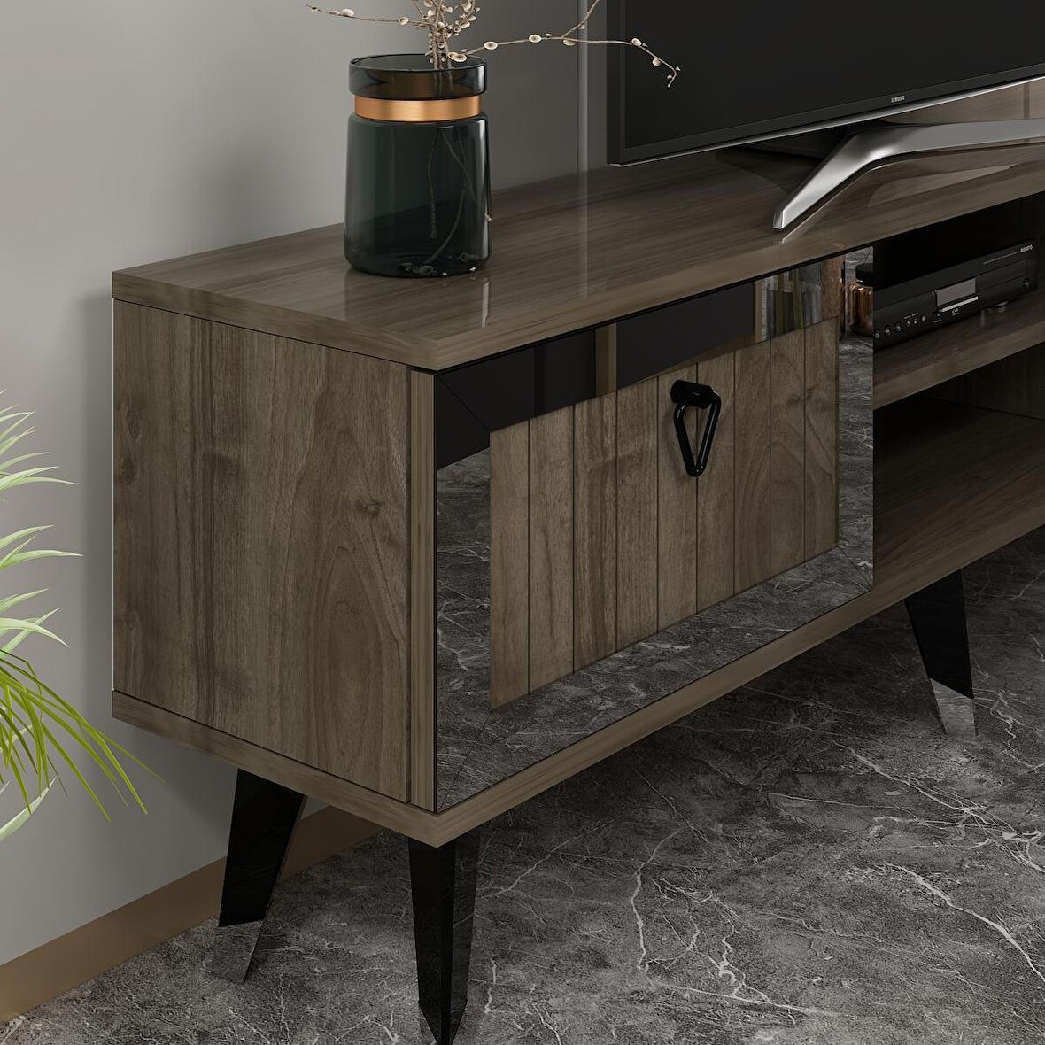 LİDYA TV STAND CEVİZ-GÜMÜŞ