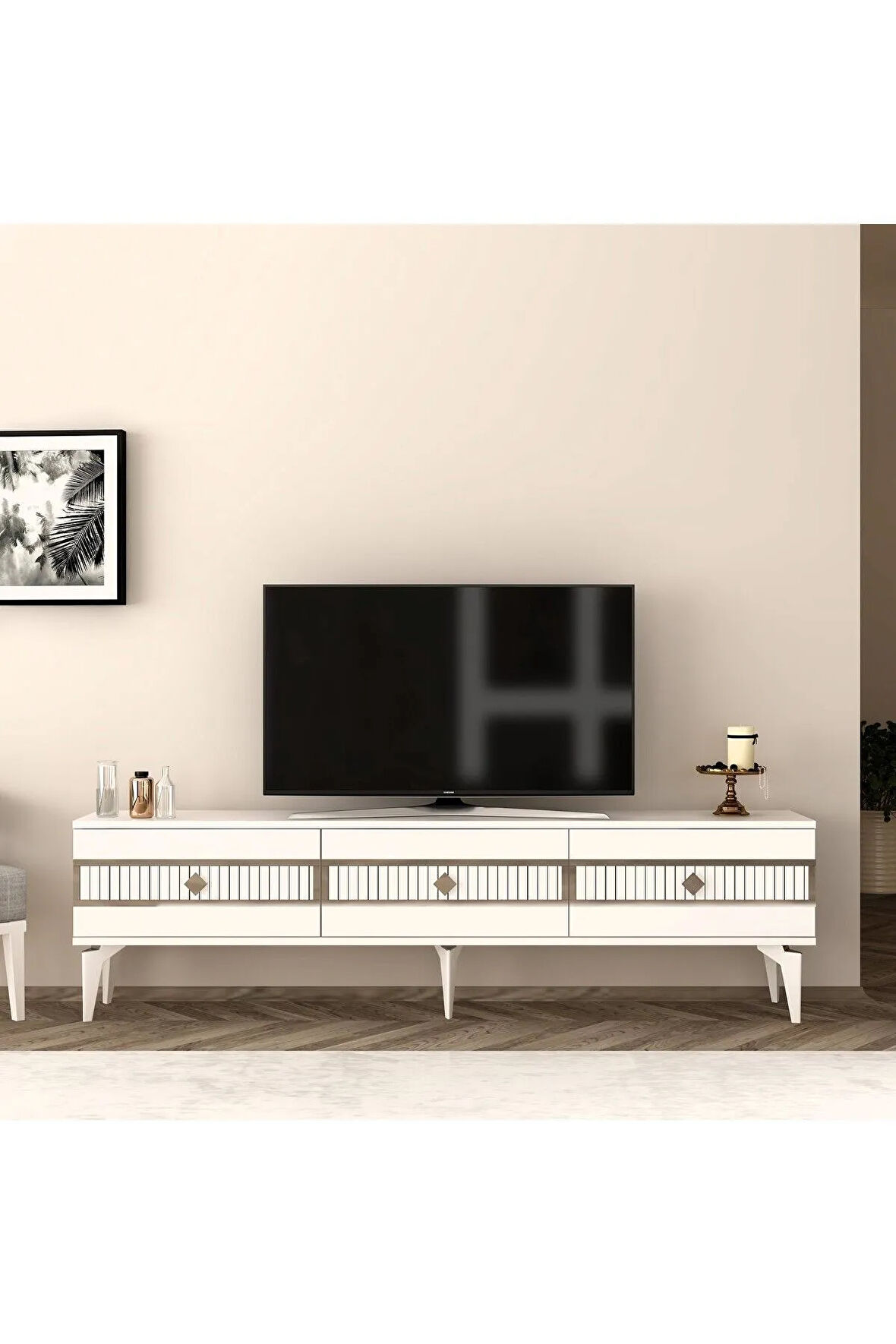 NORA TV SEHPASI (ALT MODÜL) BEYAZ-GÜMÜŞ