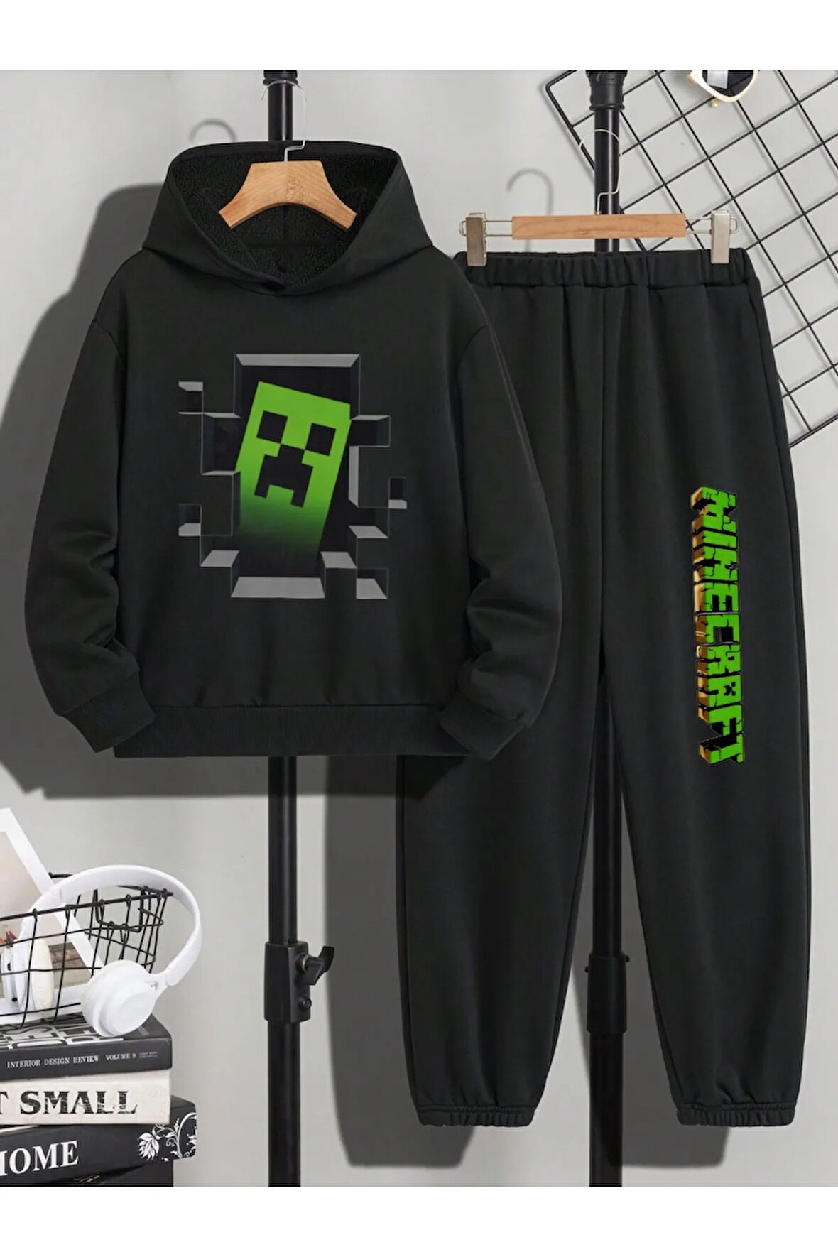 Unisex Minecraft Baskılı Çocuk Eşofman Takımı 2 İplik Şardonlu