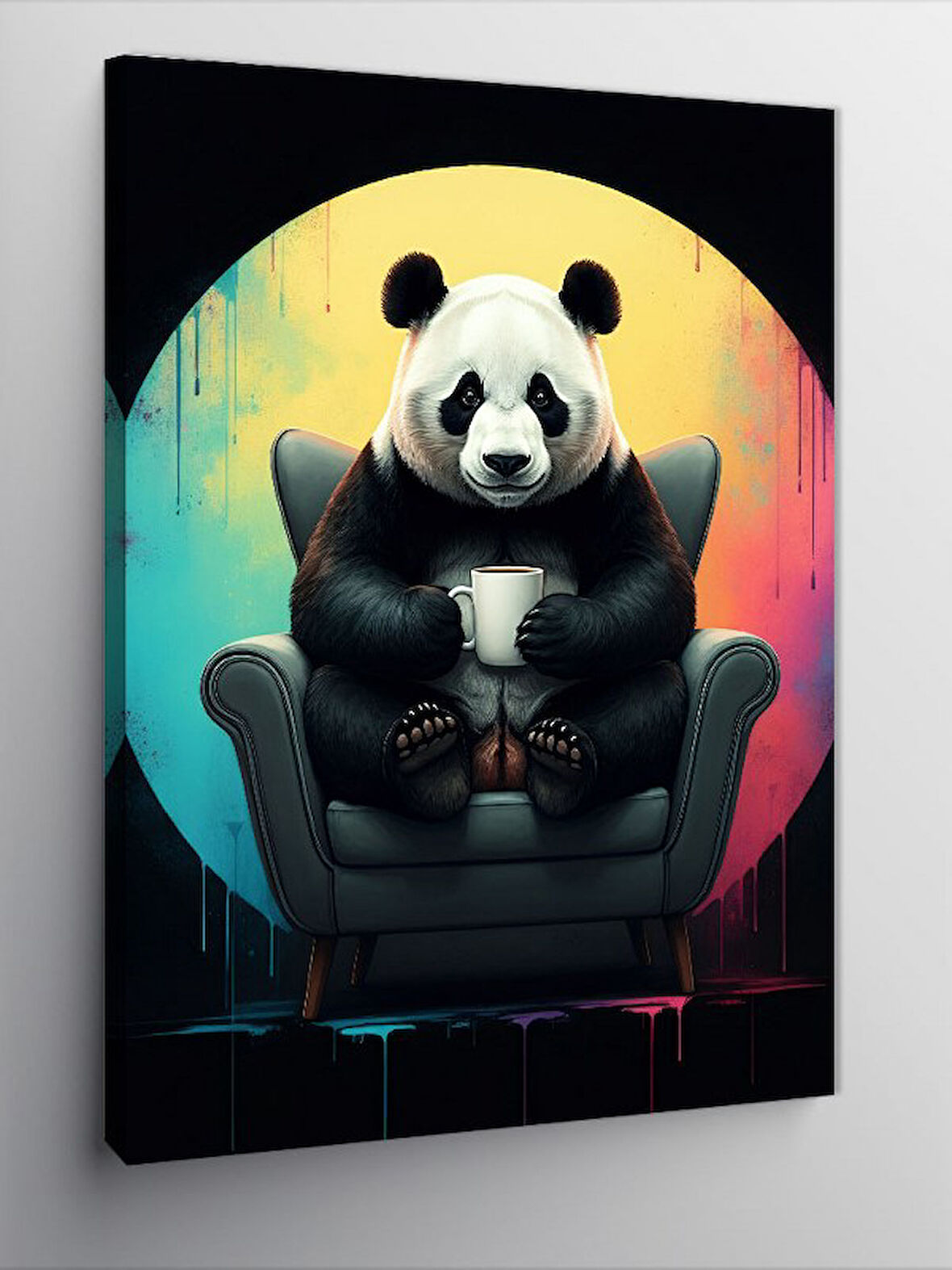 Kanvas Tablo Rahatlayan Panda Sandalyede
