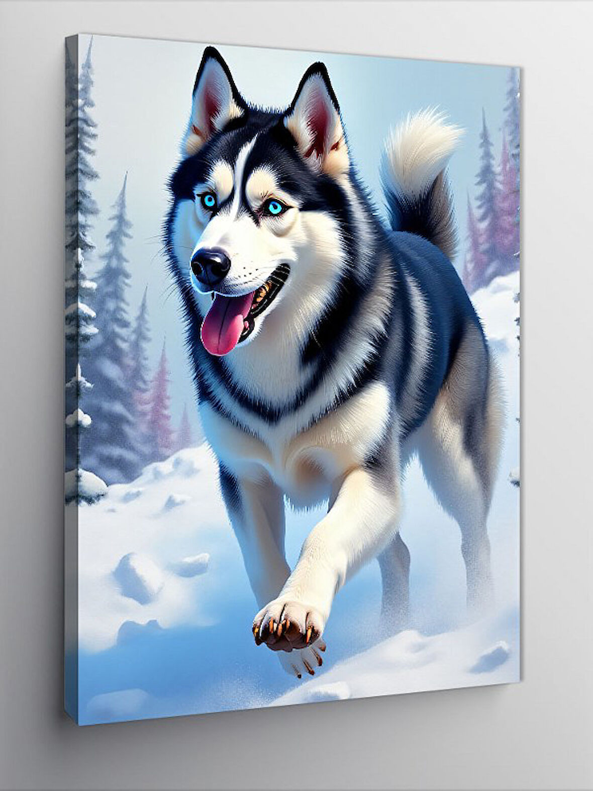 Kanvas Tablo Koşan Husky Köpeği