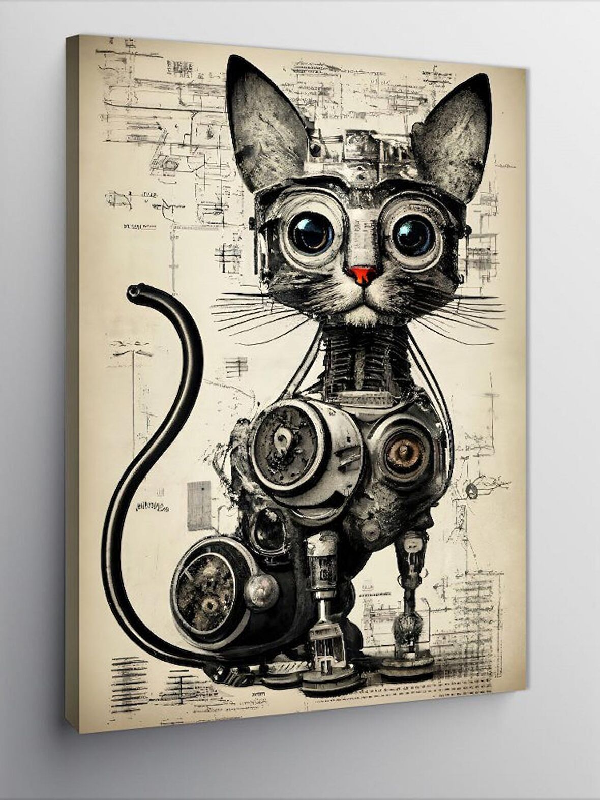 Kanvas Tablo Robotik Kedi