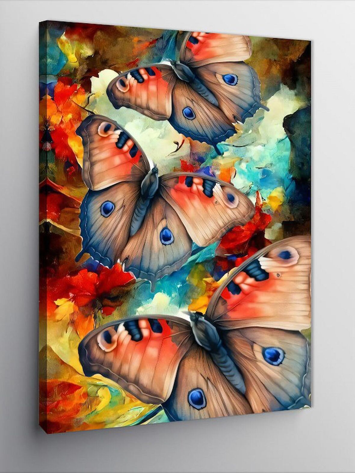 Kanvas Tablo Pastel Renkli Kelebekler