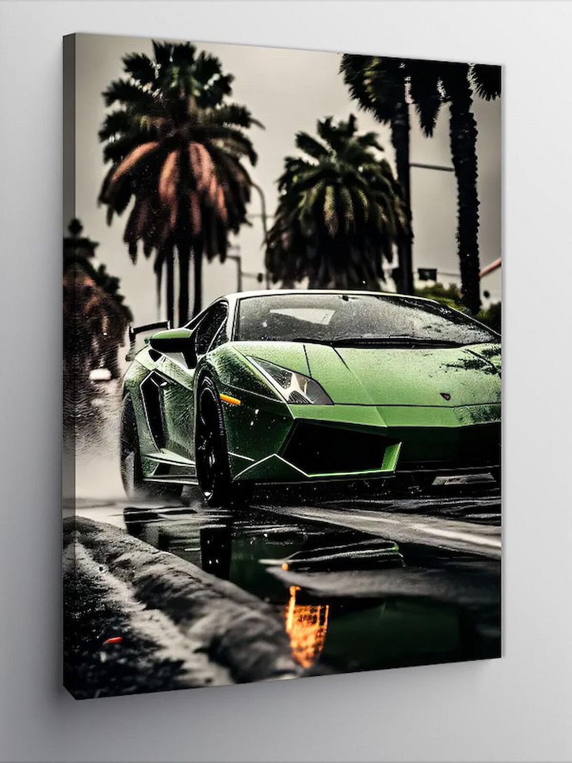 Kanvas Tablo Yeşil Hızlı Araba