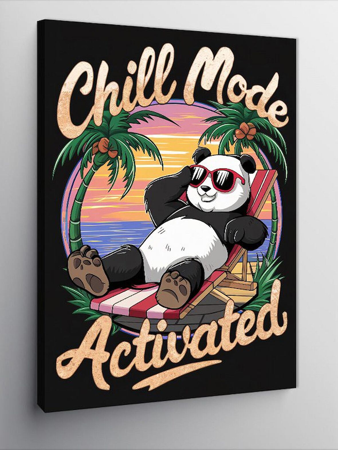 Kanvas Tablo Tatil Modundaki Panda