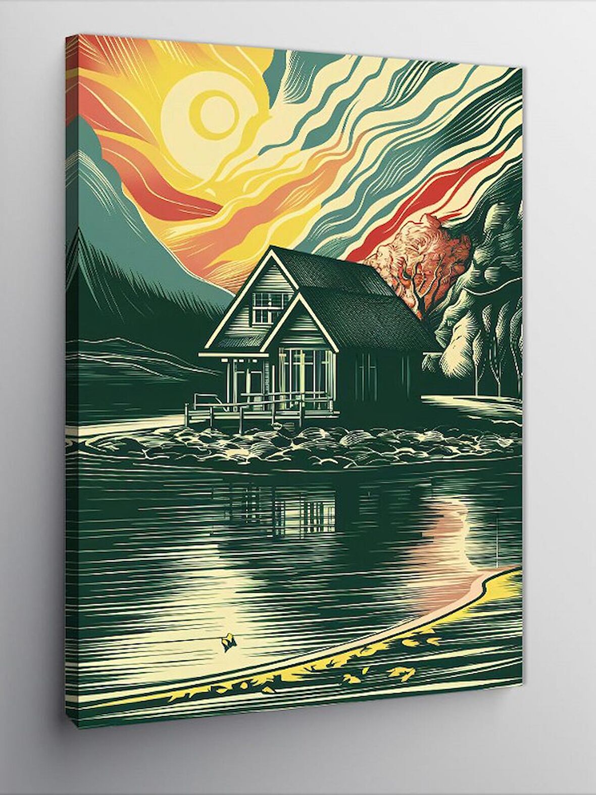 Kanvas Tablo Göl Evi