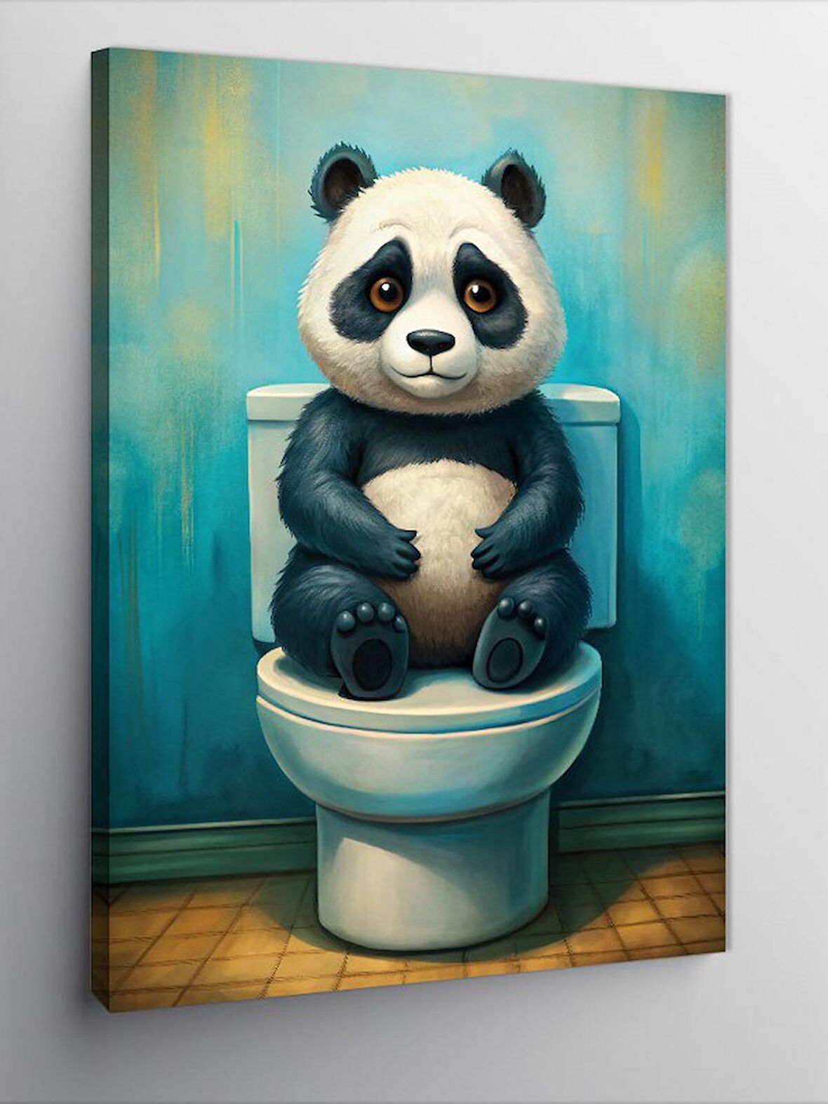 Kanvas Tablo Tuvaletteki Panda