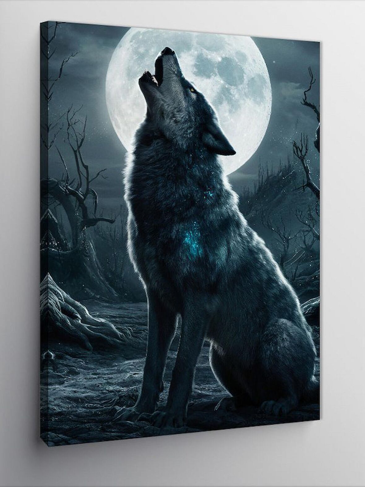 Kanvas Tablo Dolunay Ve Kurt