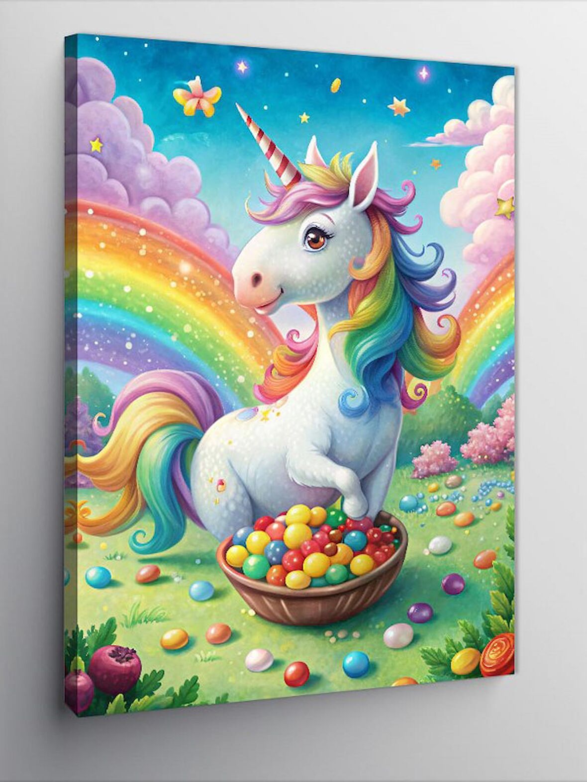 Kanvas Tablo Sevimli Unicorn Paskalya'Da