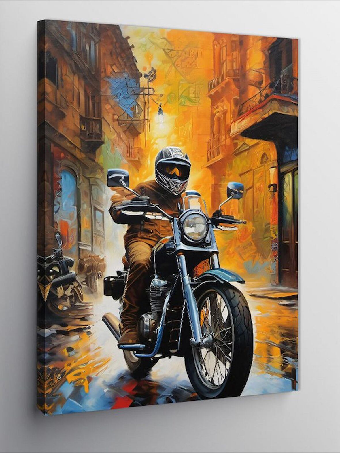 Kanvas Tablo Motosiklet Kullanan Adam