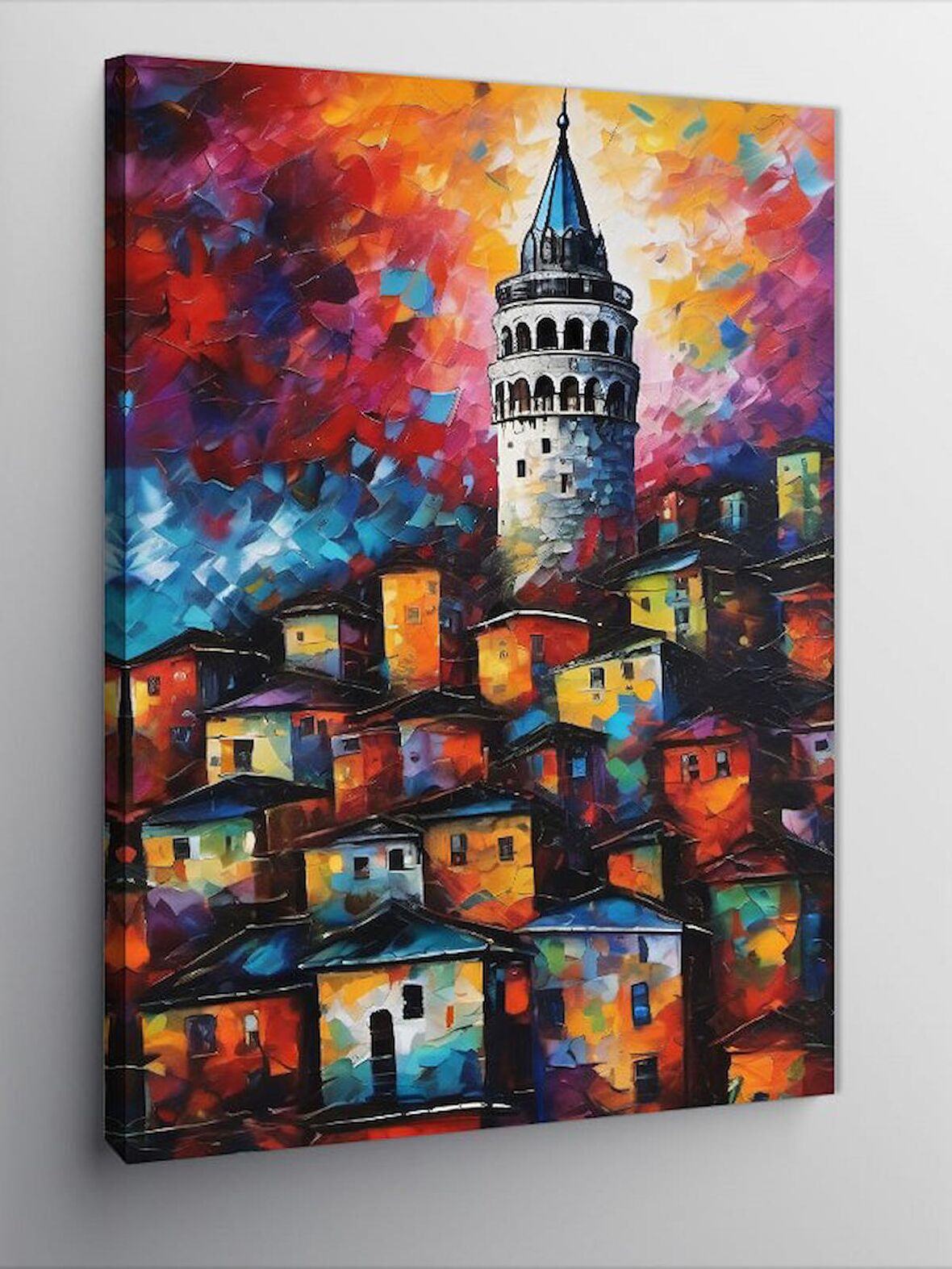 Kanvas Tablo Pastel Tonlarda Galata Kulesi