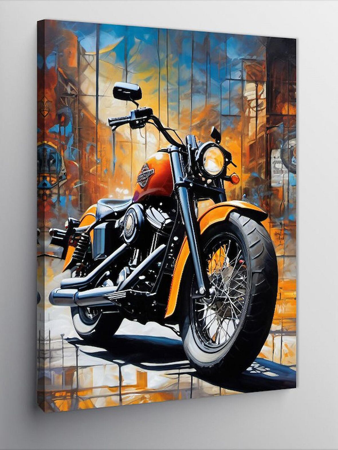 Kanvas Tablo Turuncu Retro Motosiklet