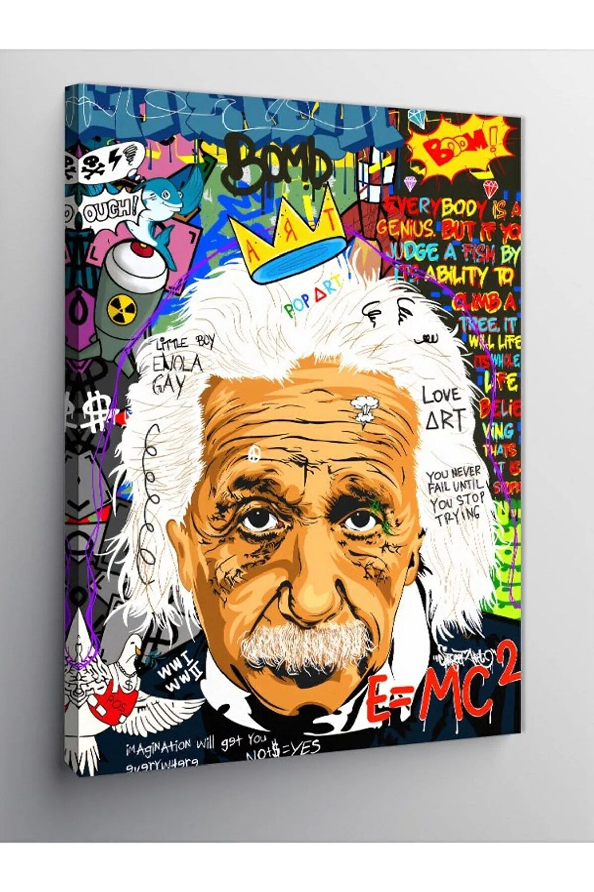 Kanvas Tablo Albert Einstein Pop Art