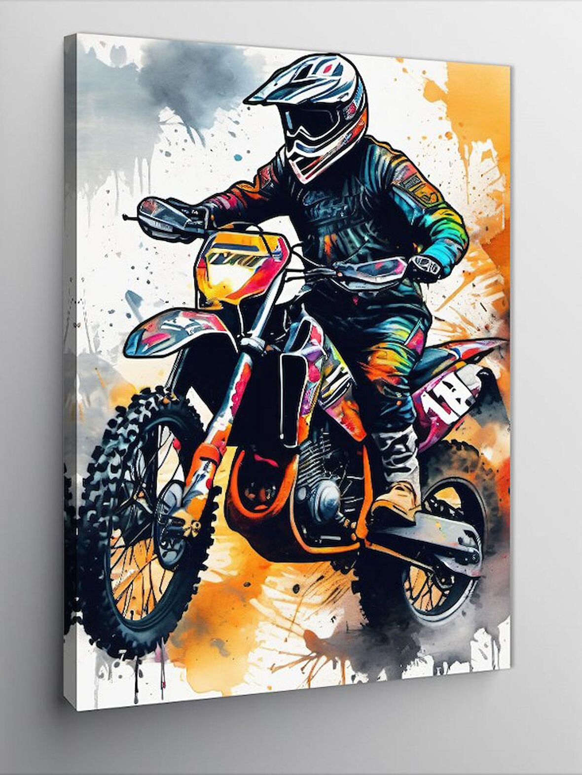 Kanvas Tablo Cross Motosiklet Yarışçısı