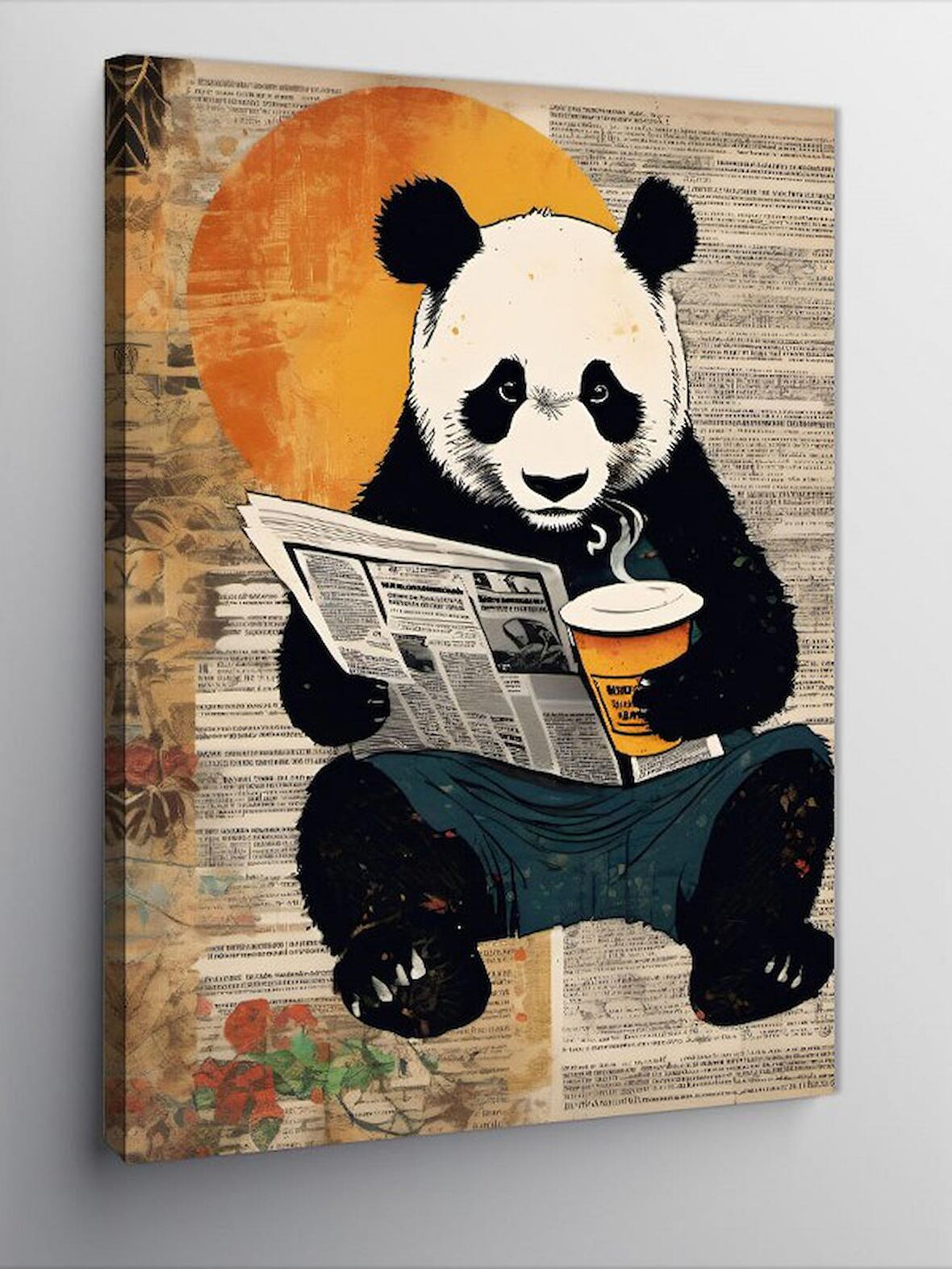 Kanvas Tablo Kahve İçeceğim Panda