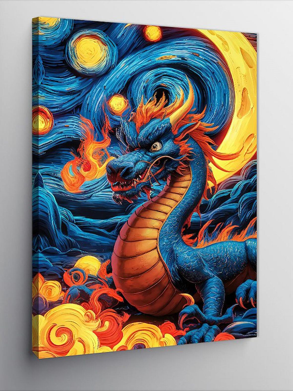Kanvas Tablo Van Gogh Tarzı Ejderha