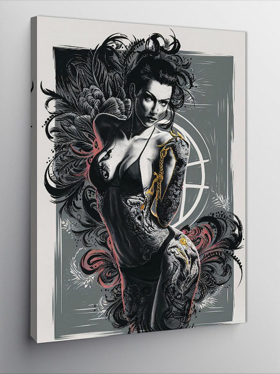 Kanvas Tablo Dövmeli Kadın