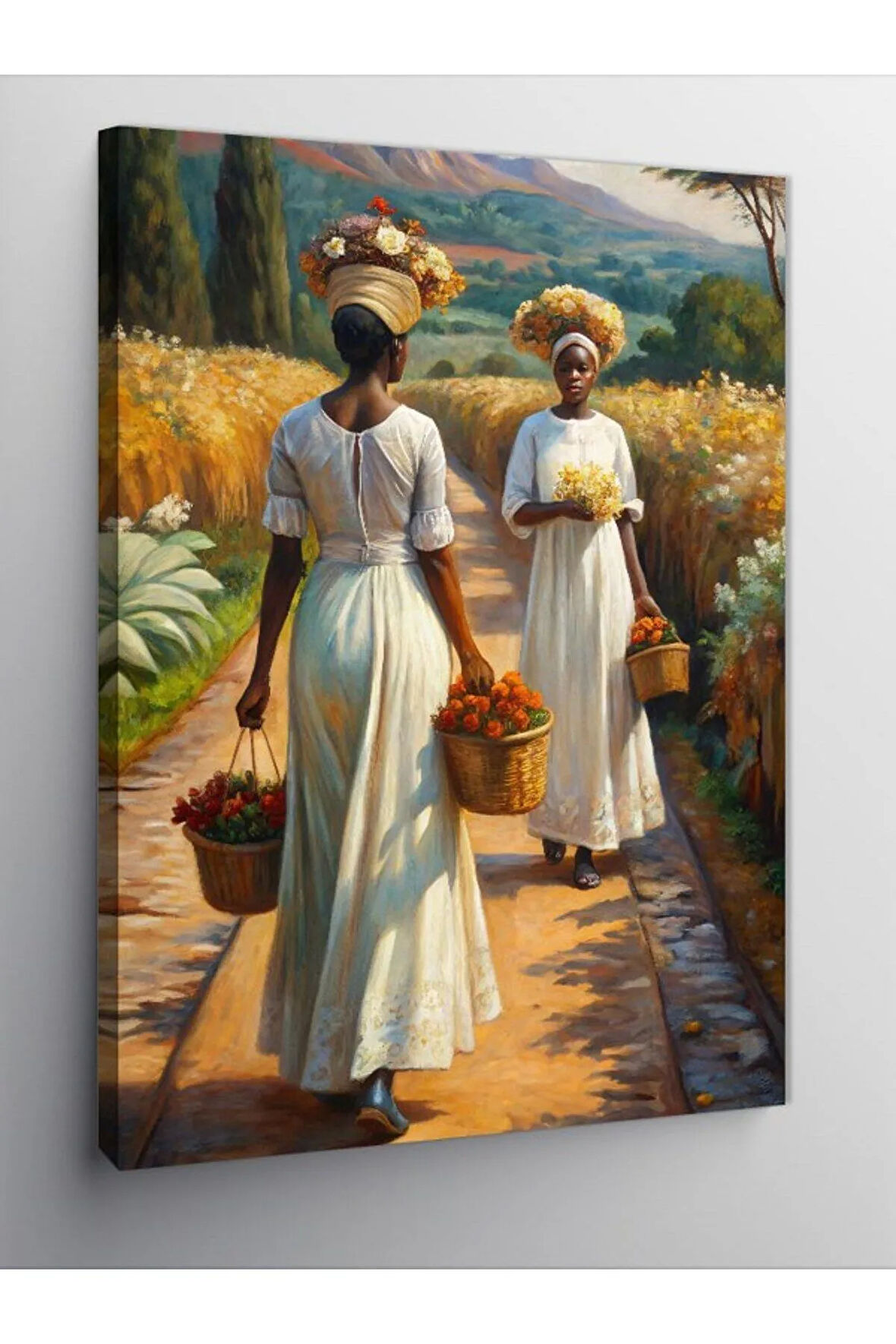 Kanvas Tablo Çiçek Toplayan Afrikalı Kadınlar